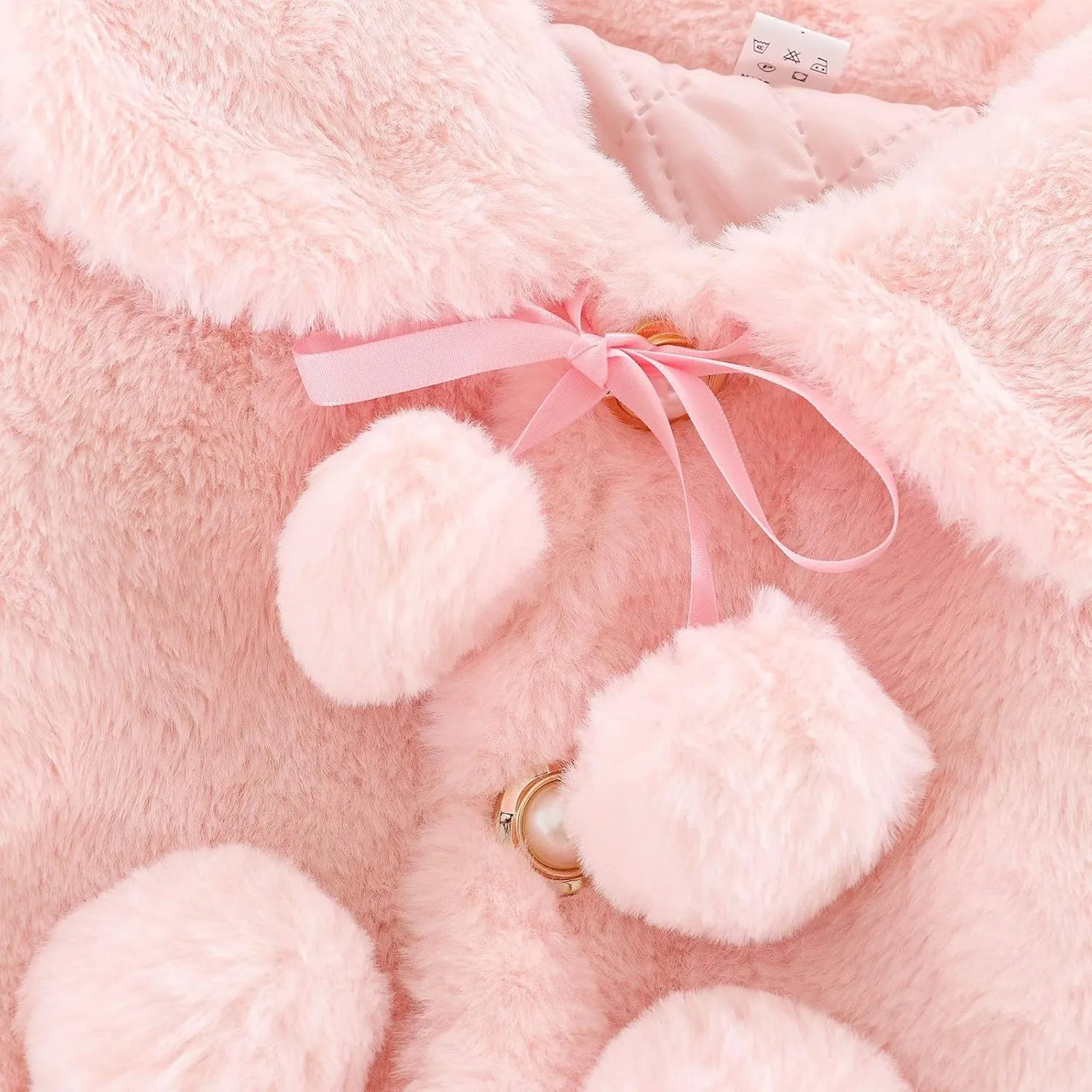 Infant Baby Girl Faux Fur Warm Winter Cape Cloak Coat Jacket Thicken Shawl Snowsuit Outerwear Cute Fuzzy Jacket