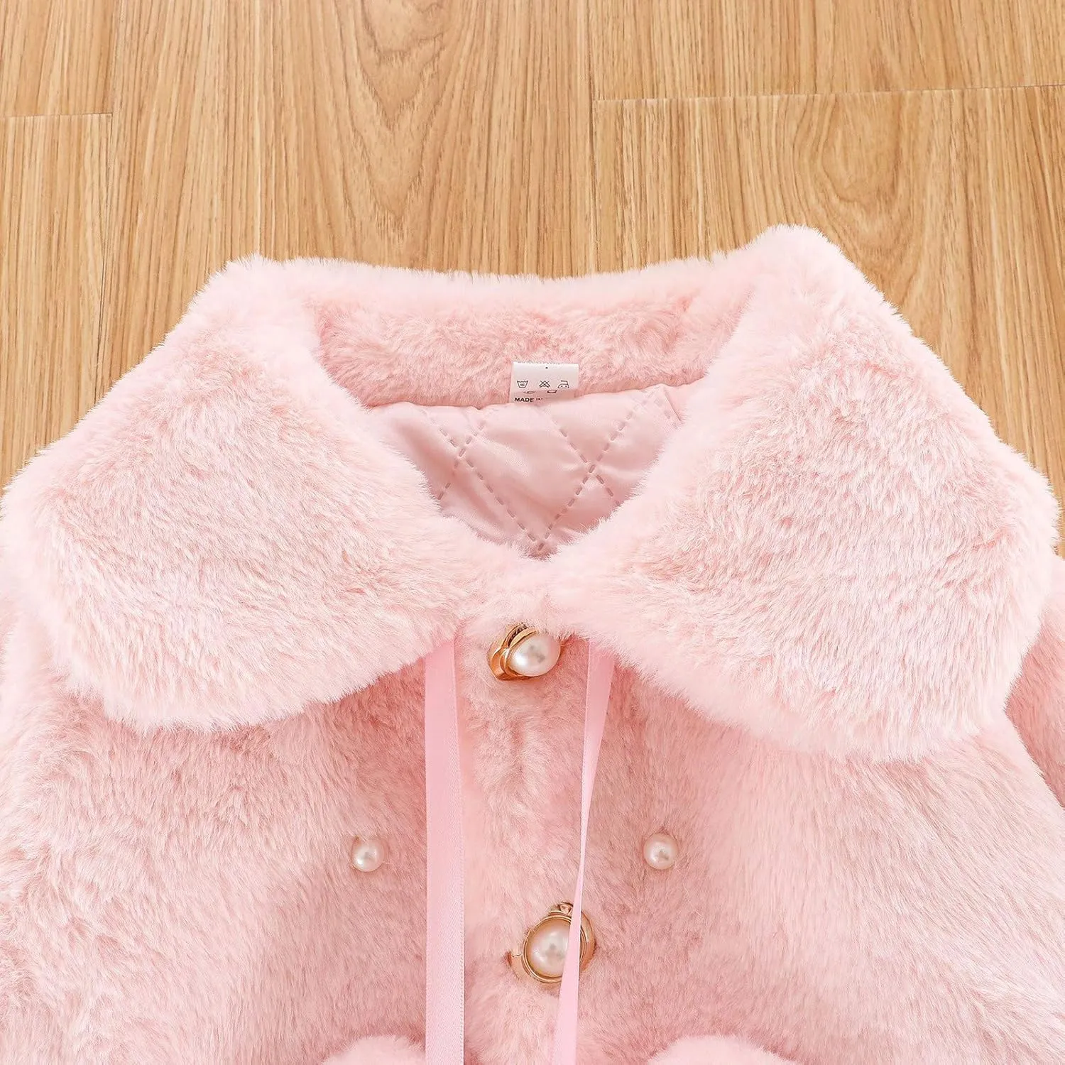 Infant Baby Girl Faux Fur Warm Winter Cape Cloak Coat Jacket Thicken Shawl Snowsuit Outerwear Cute Fuzzy Jacket