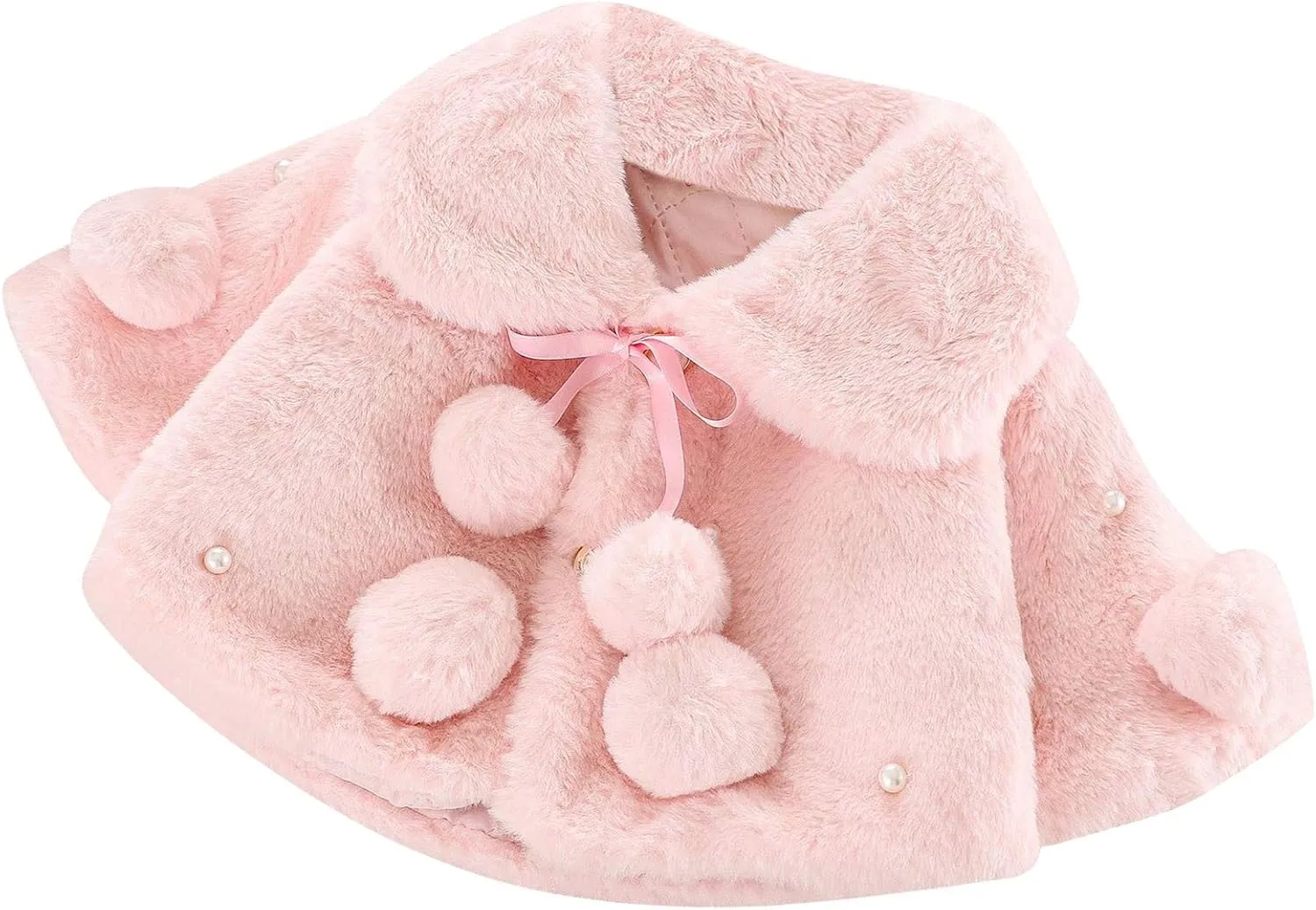 Infant Baby Girl Faux Fur Warm Winter Cape Cloak Coat Jacket Thicken Shawl Snowsuit Outerwear Cute Fuzzy Jacket