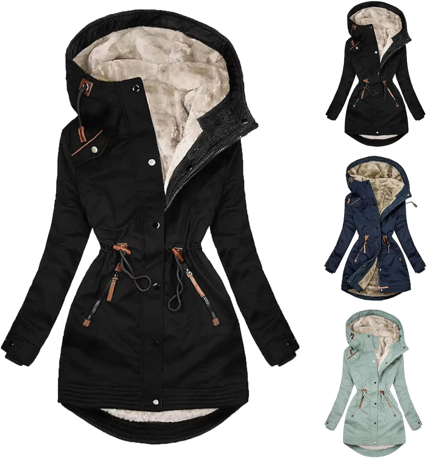 Jackets for Women Slim Workout Jacket Sherpa Fleece Lined Jacket Running Track Jacket Full Zip Hoodie Coat Warm Jacket