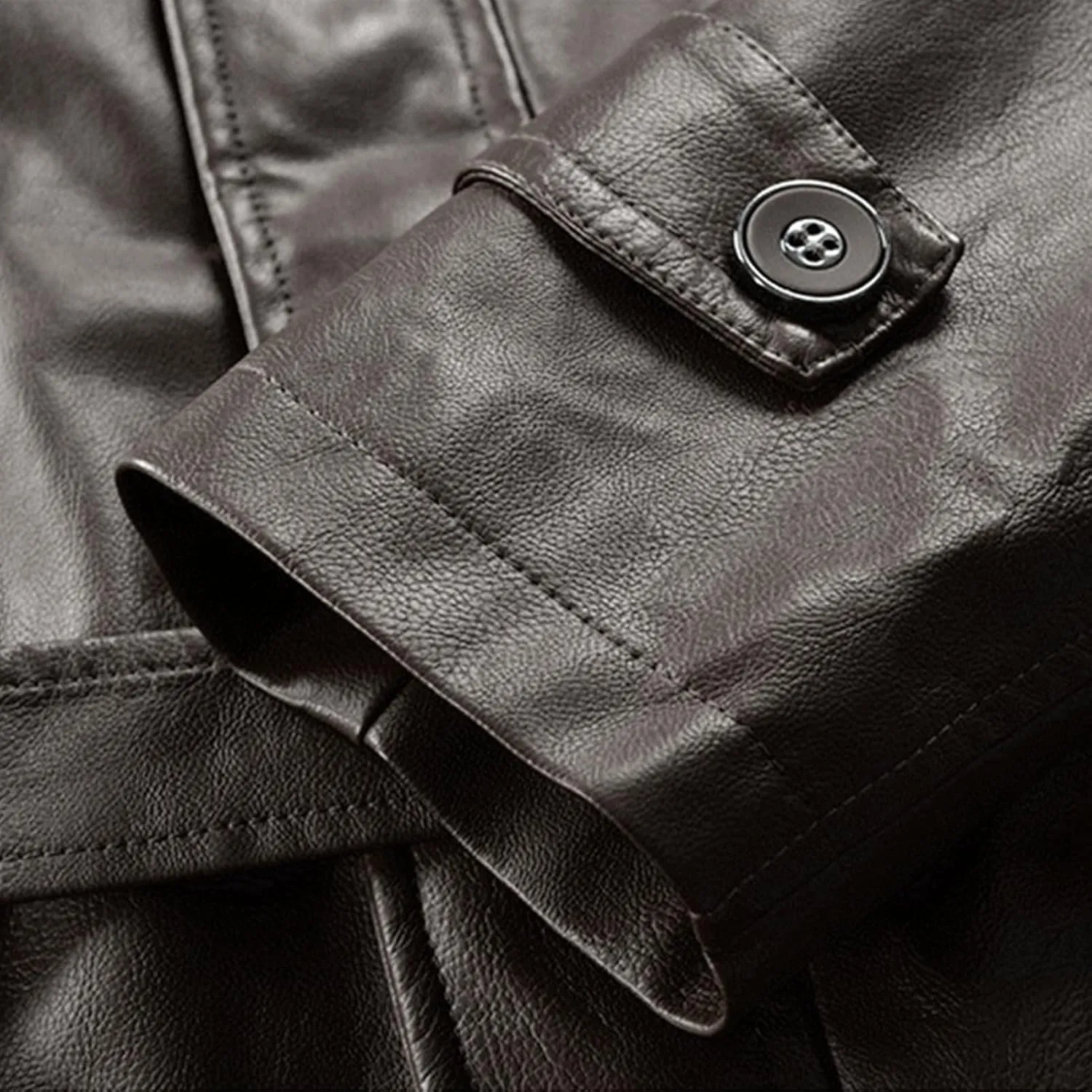 JEsilunmaMY Men's PU Leather Hooded Trench Coat Mid Length Belt Motorcycle Jacket Plus Size Fall Winter Bomber Windbreaker