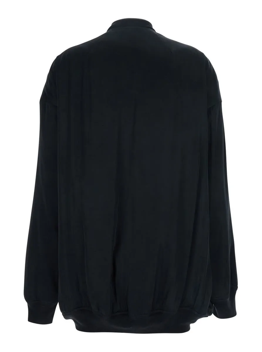 'Jumbo Peter Flight' Black Bomber Jacket In Virgin Wool Woman