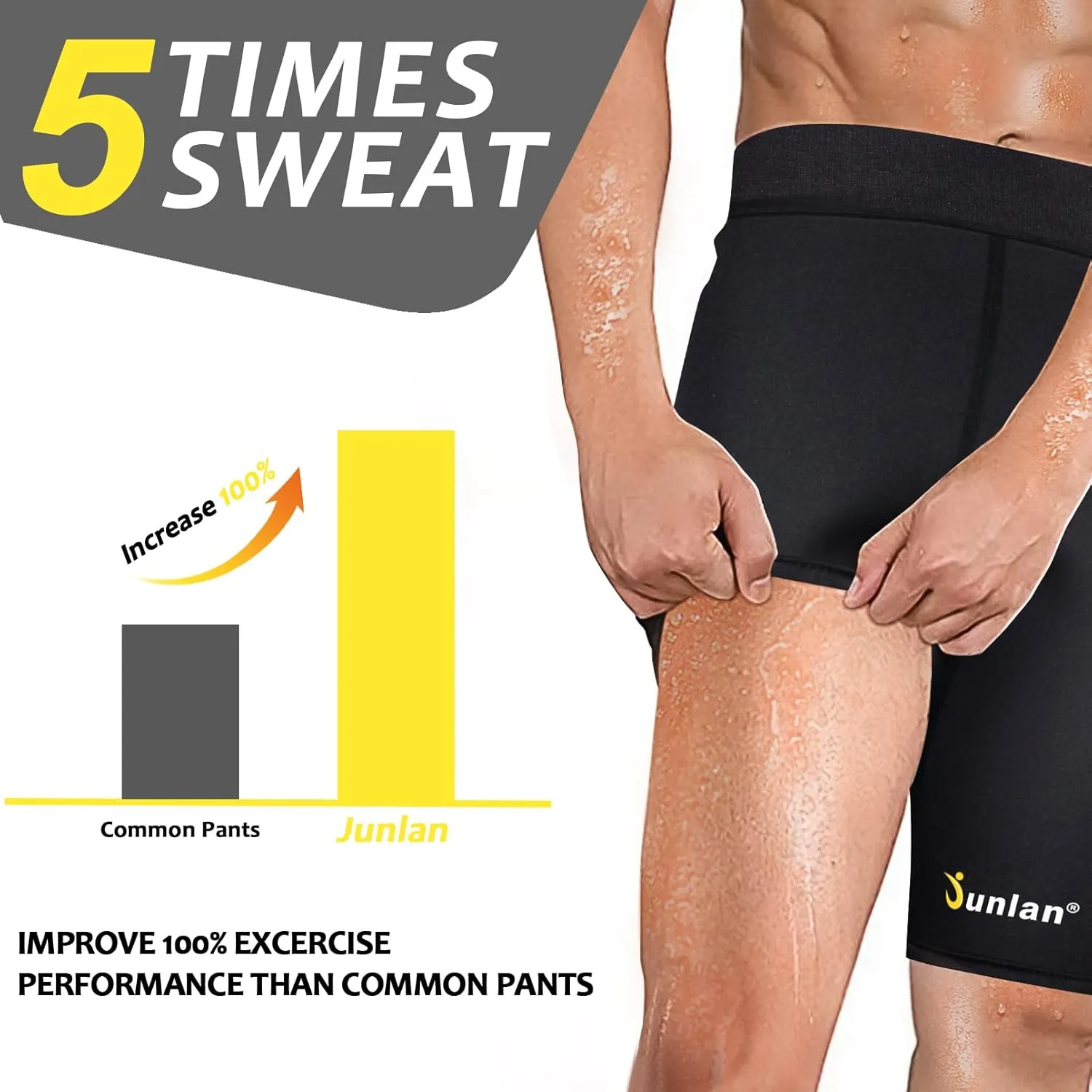 Junlan Sweat Shorts for Men Sauna Suit Mens Body Shaper Sweat Sauna Neoprene Shorts