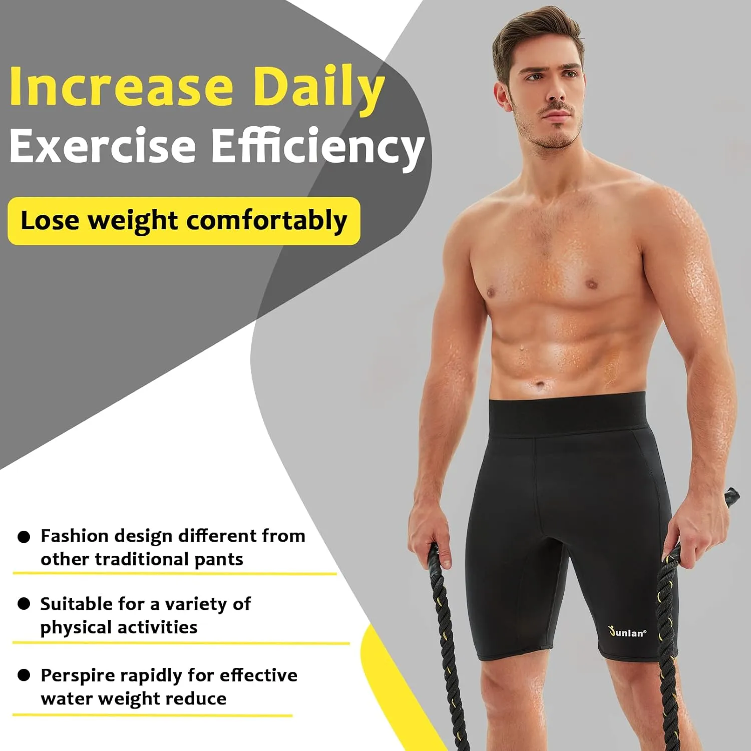 Junlan Sweat Shorts for Men Sauna Suit Mens Body Shaper Sweat Sauna Neoprene Shorts