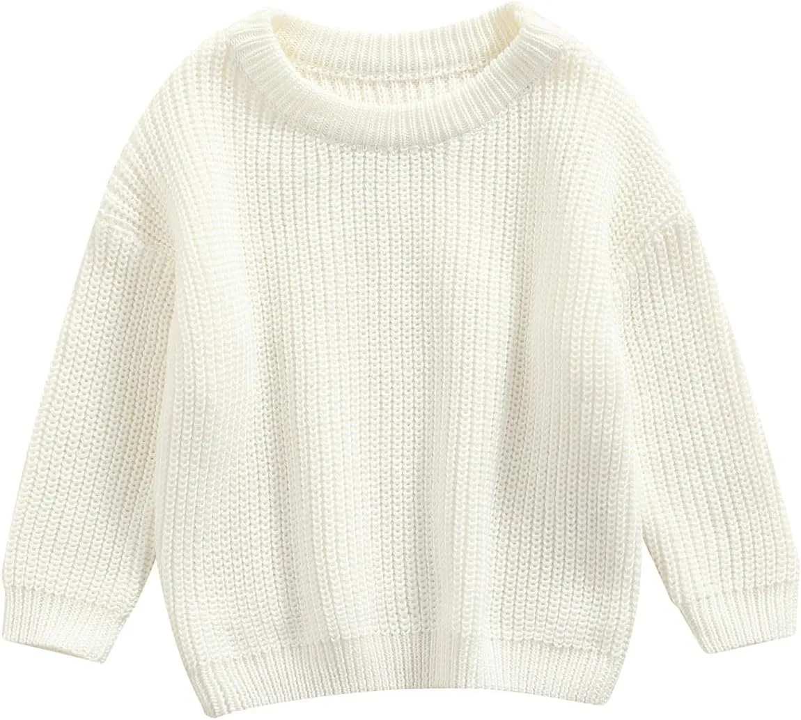 Karwuiio Toddler Baby Girl Boy Knit Sweater Round Neck Long Sleeve Pullover Sweatshirt Fall Winter Clothes