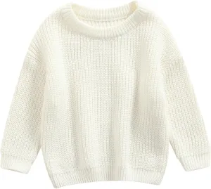 Karwuiio Toddler Baby Girl Boy Knit Sweater Round Neck Long Sleeve Pullover Sweatshirt Fall Winter Clothes