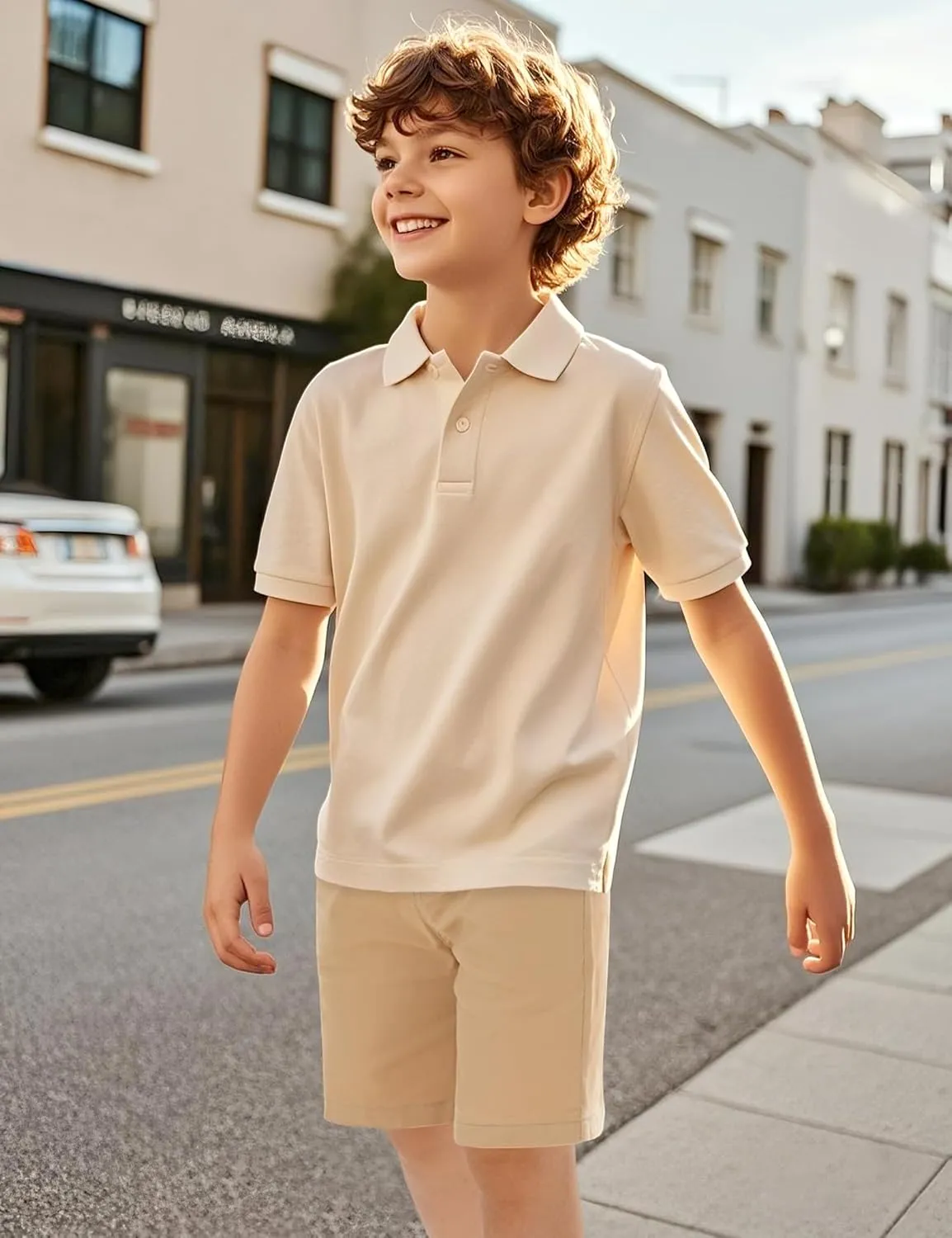KEREDA Boys School Uniform Golf Shorts Pull On Preppy Shorts Kids Clothes with Pockets