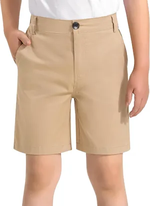 KEREDA Boys School Uniform Golf Shorts Pull On Preppy Shorts Kids Clothes with Pockets