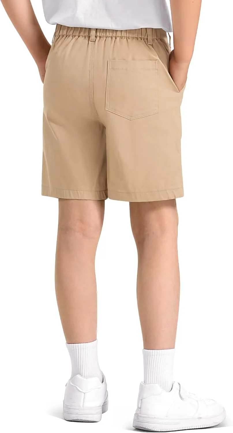 KEREDA Boys School Uniform Golf Shorts Pull On Preppy Shorts Kids Clothes with Pockets
