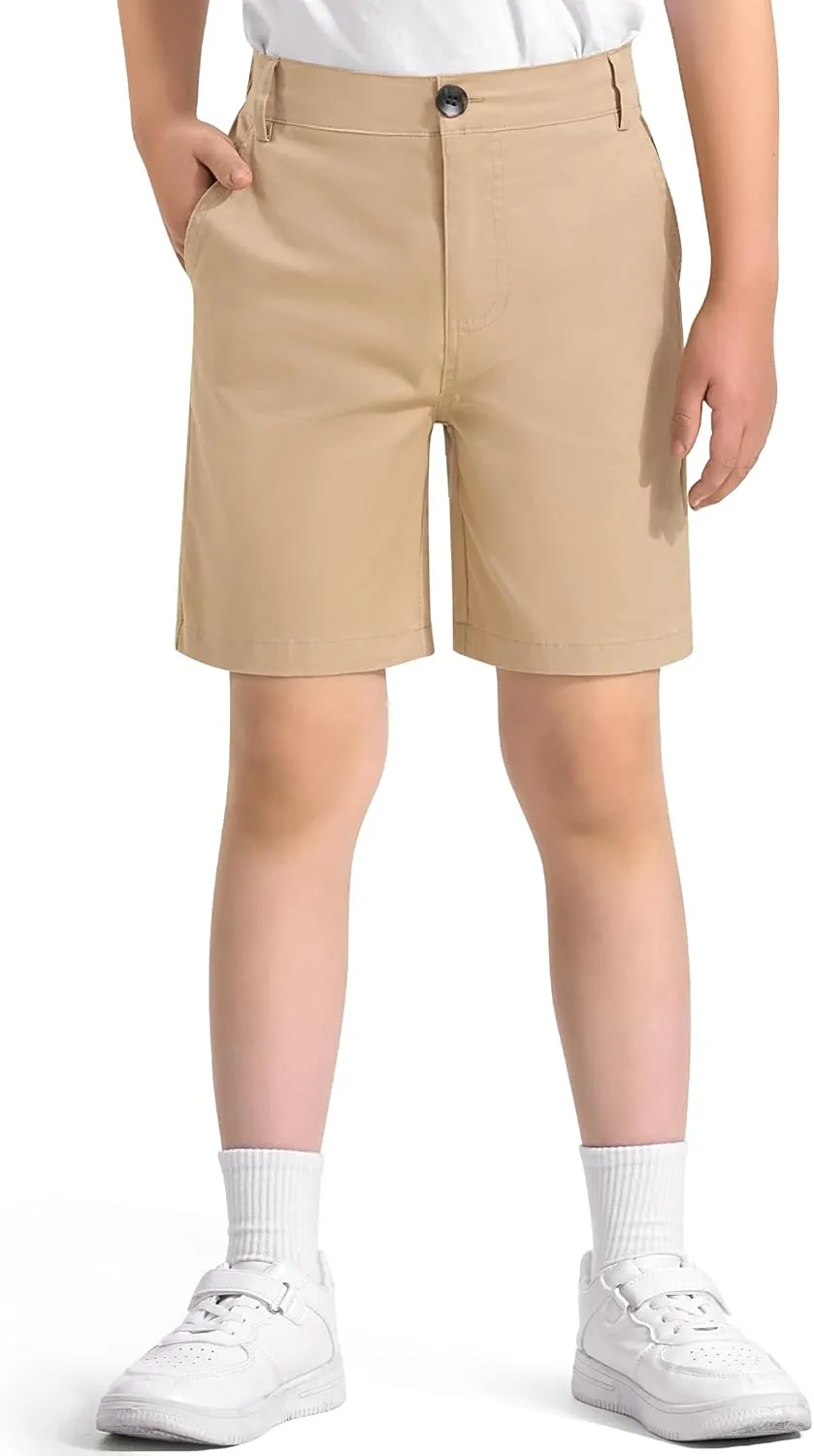 KEREDA Boys School Uniform Golf Shorts Pull On Preppy Shorts Kids Clothes with Pockets