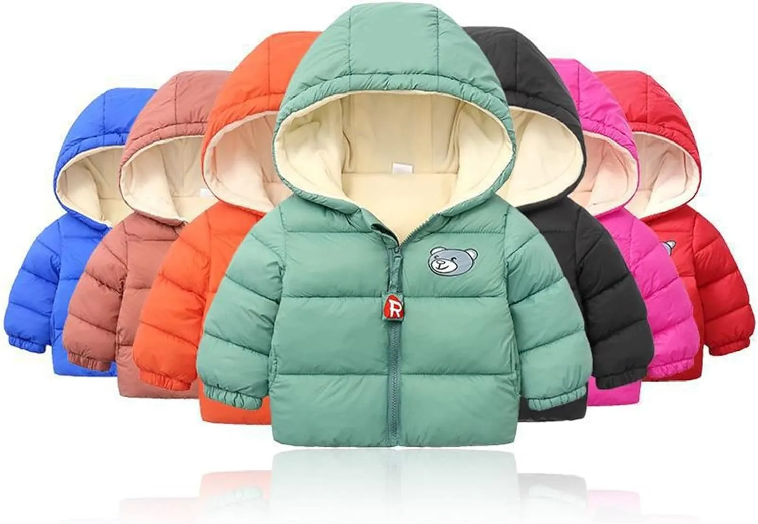 Kids Toddler Baby Girls Boys Winter Warm Thick Cotton Long Sleeve Bear Hooded Padded Clothes Coat Girls Denim