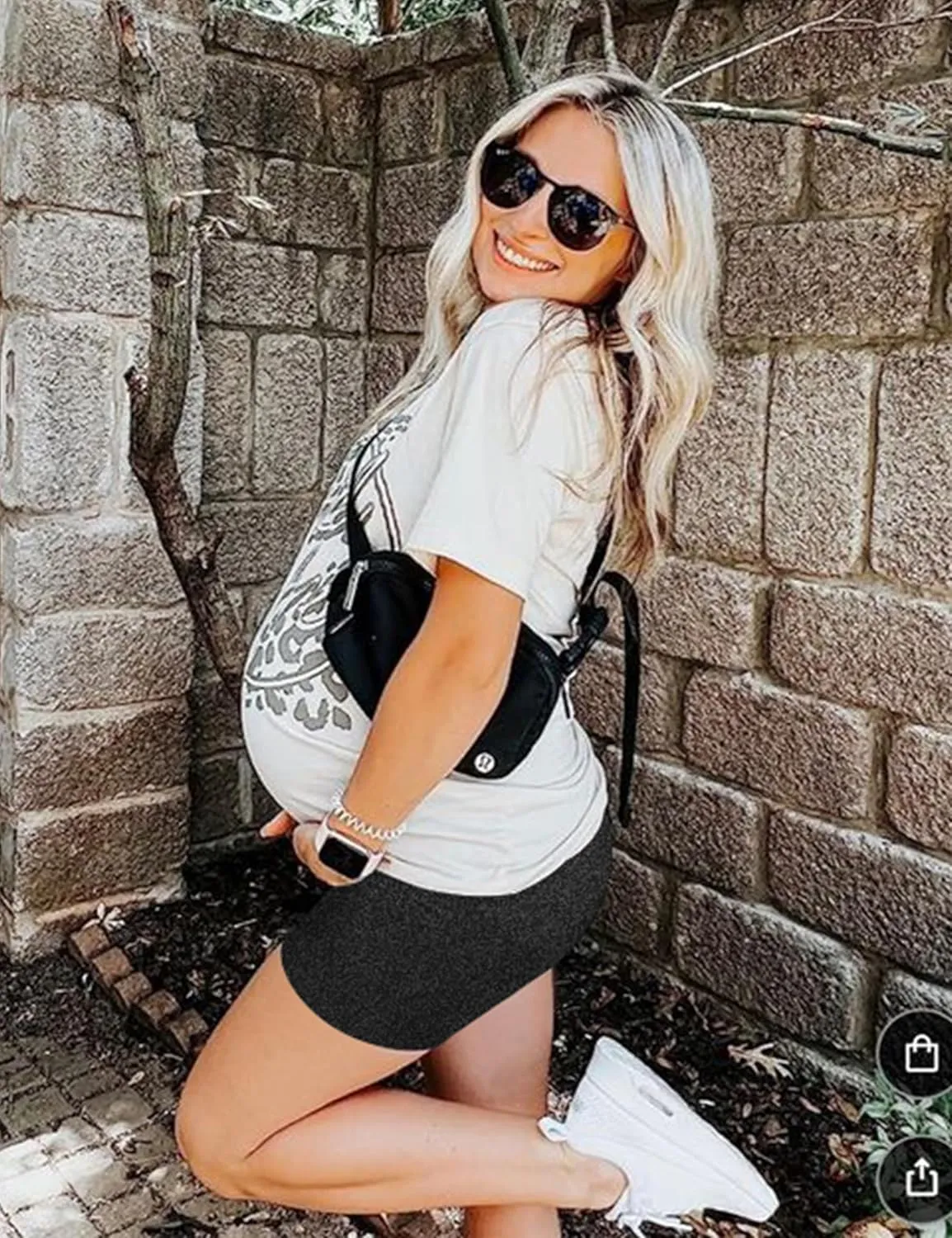 KIM S Buttery Soft High Waisted Maternity Biker Shorts - Workout Yoga Active Maternity Shorts