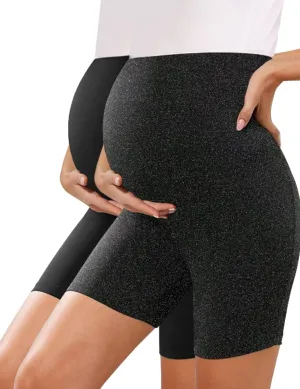 KIM S Buttery Soft High Waisted Maternity Biker Shorts - Workout Yoga Active Maternity Shorts