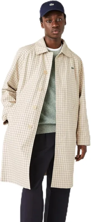Lacoste Mens Heritage 3-in-1 Check Trench, WOOD SHAVING/MULTICO, Medium