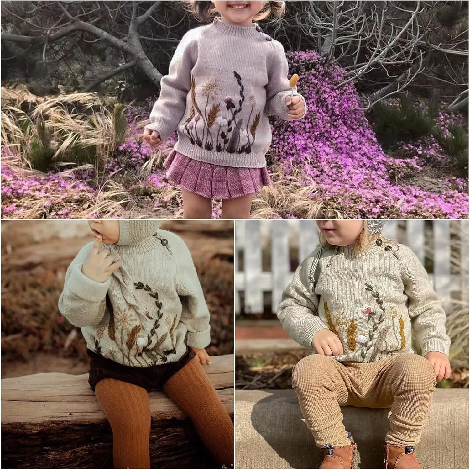Lamgool Infant Baby Pullover Sweater Knitted Button Down Toddler Kids Sweatshirt for Spring