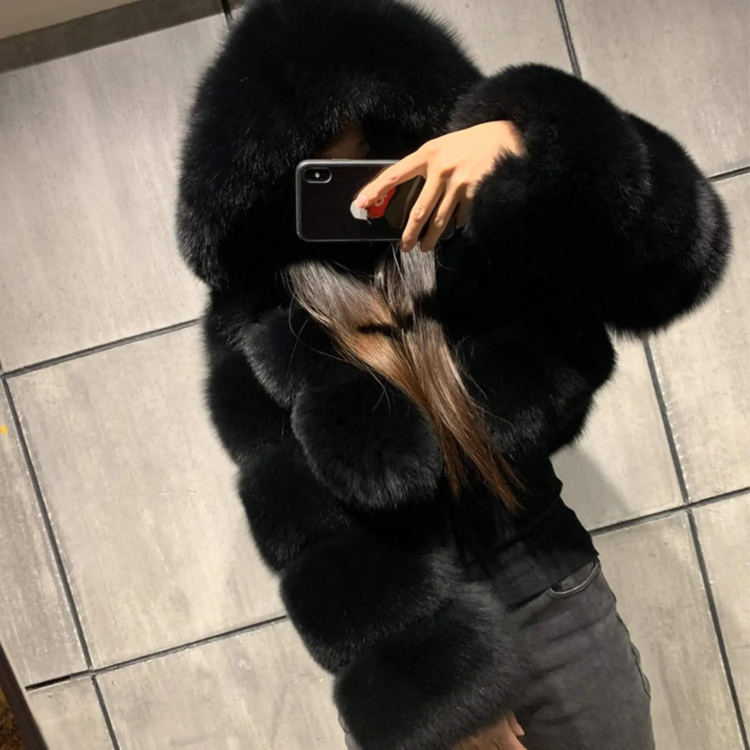 LCMTWX Trench Coat for Women 2023 Furry Women Long Jacket Faux Sleeve Short Warm Women's Coat Cropped Jacket Puffer