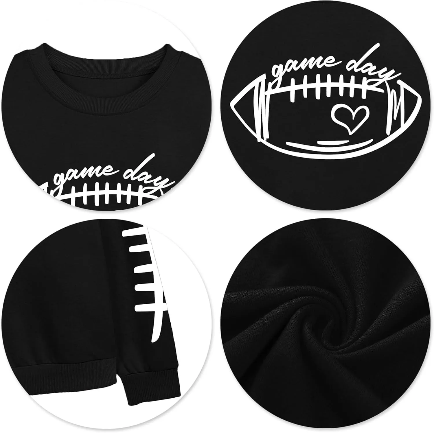 LHBNK Game Day Sweatshirts for Women Football Sweatshirts Funny Football Graphic Crewneck Long Sleeve Pullover Tops