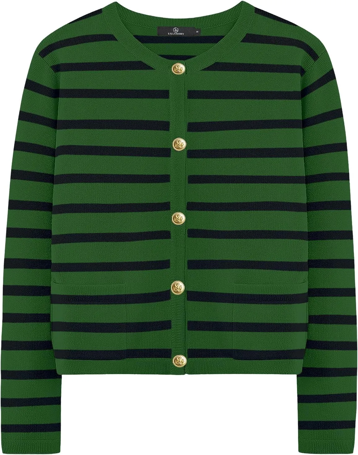 LILLUSORY Women Striped Cardigan Sweaters 2025 Fall Outfit Cloth Fashion Trendy Casual Long Sleeve Tops