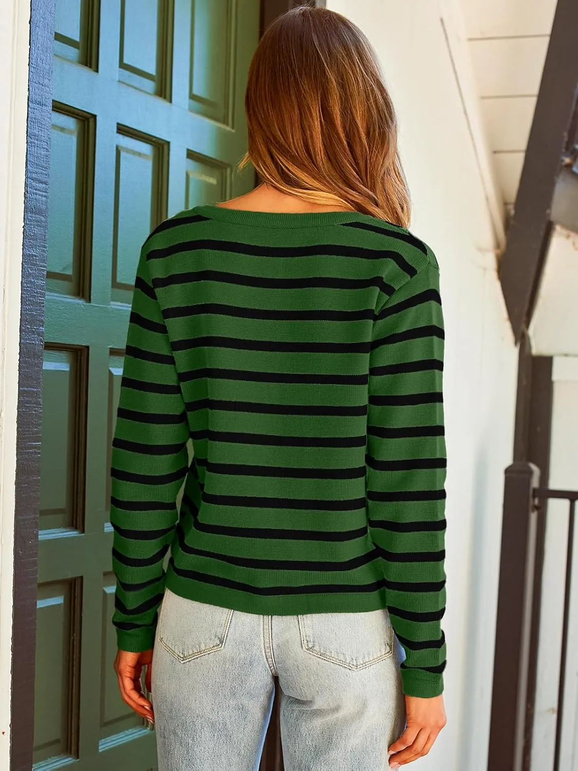 LILLUSORY Women Striped Cardigan Sweaters 2025 Fall Outfit Cloth Fashion Trendy Casual Long Sleeve Tops