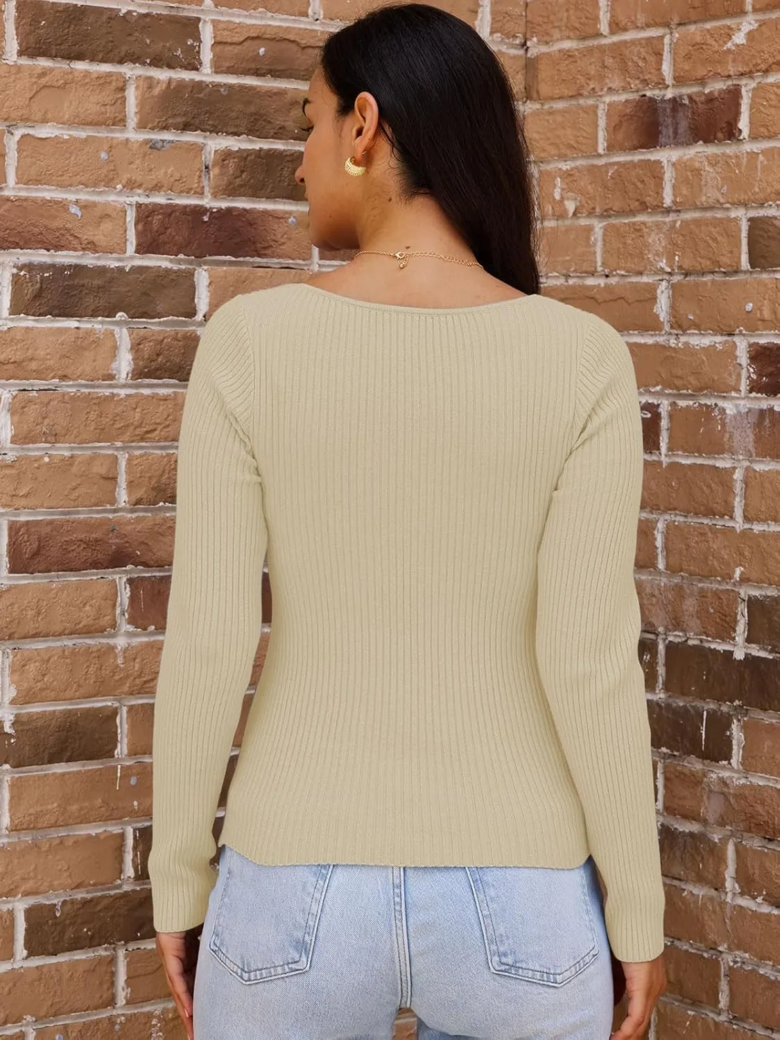 LILLUSORY Women's 2025 Twist Knot Fall Clothes Fashion Outfits Top Ribbed Long Sleeve