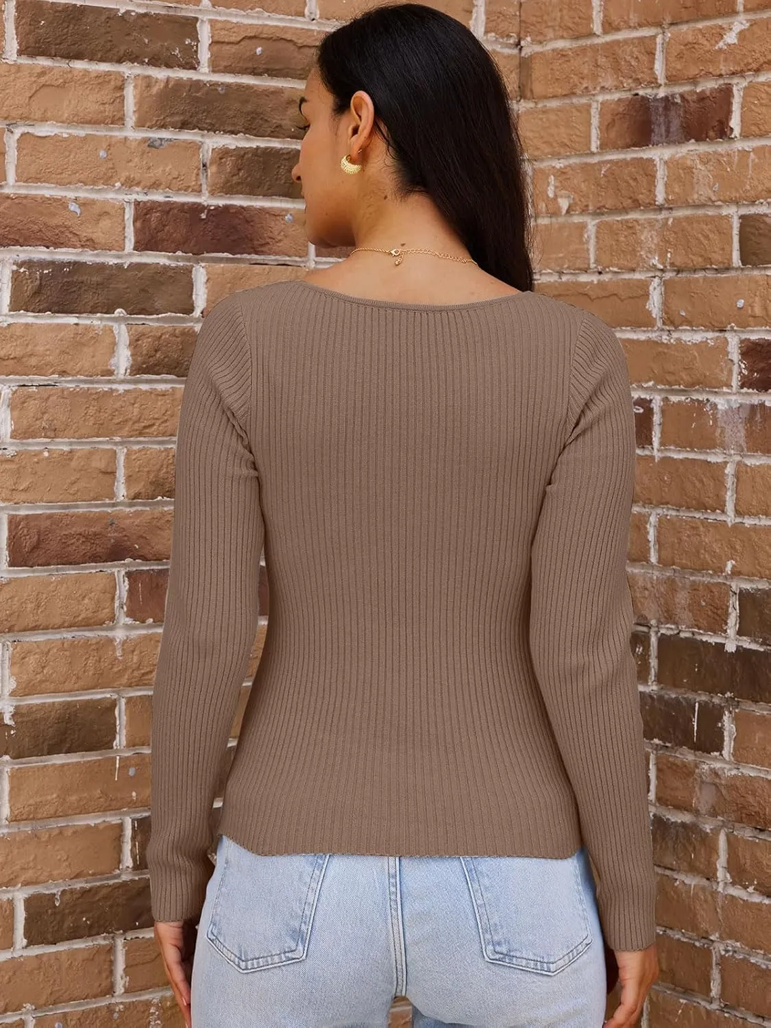 LILLUSORY Women's 2025 Twist Knot Fall Clothes Fashion Outfits Top Ribbed Long Sleeve