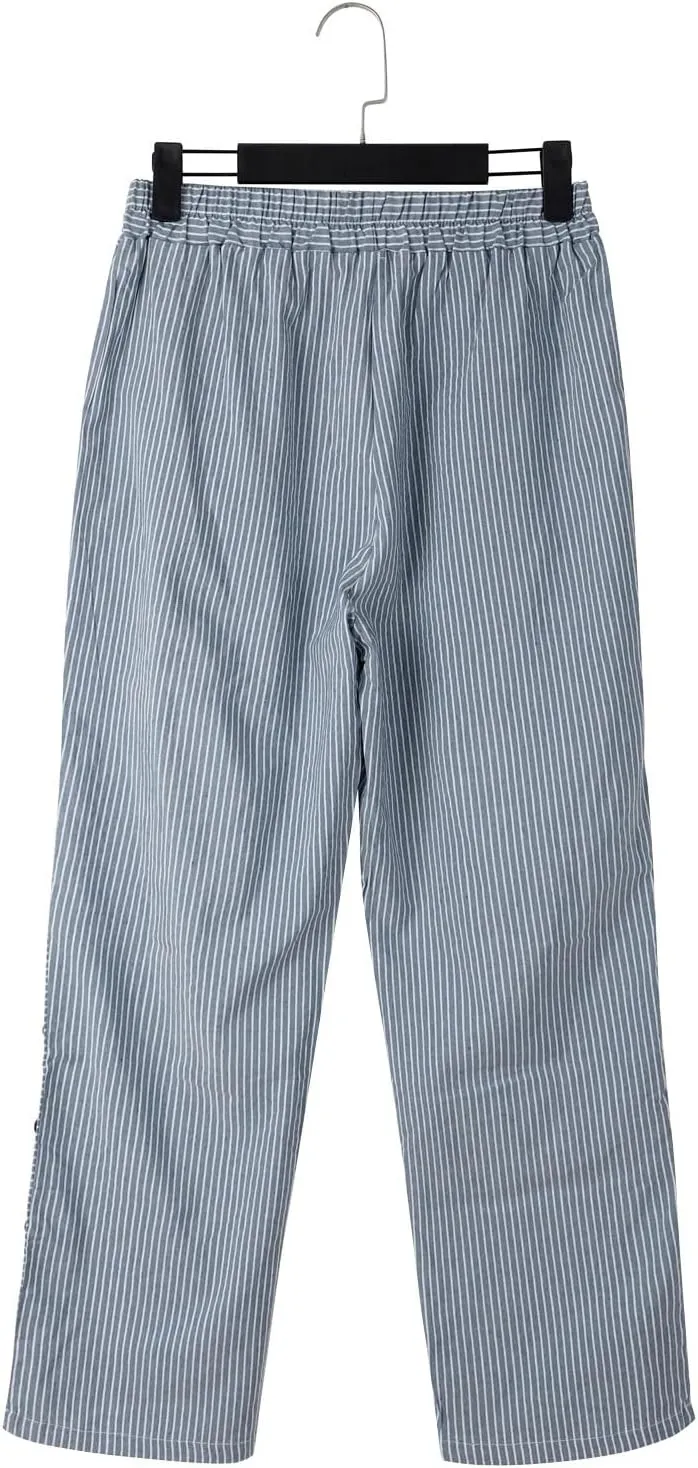Linen Pants for Women 2025 Casual Plus Size Trendy Striped Spring Summer Gauze Pants Elastic Waist Comfy Trousers