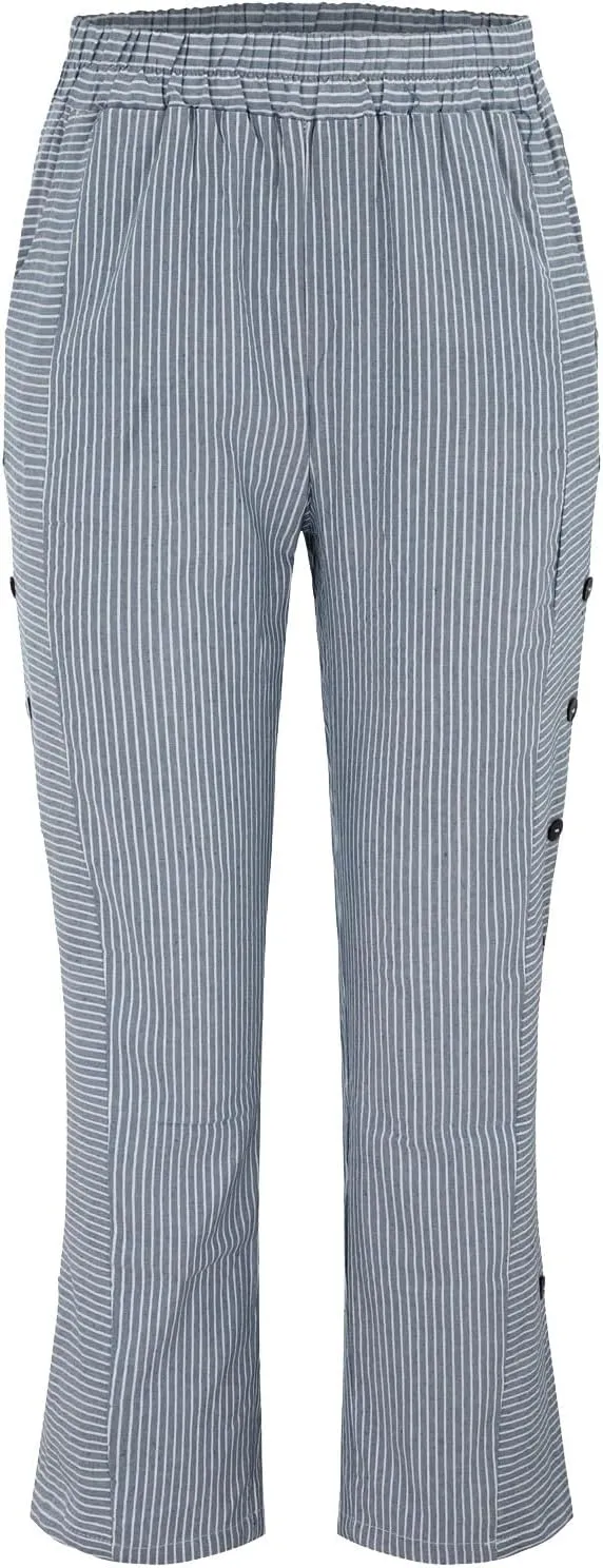 Linen Pants for Women 2025 Casual Plus Size Trendy Striped Spring Summer Gauze Pants Elastic Waist Comfy Trousers