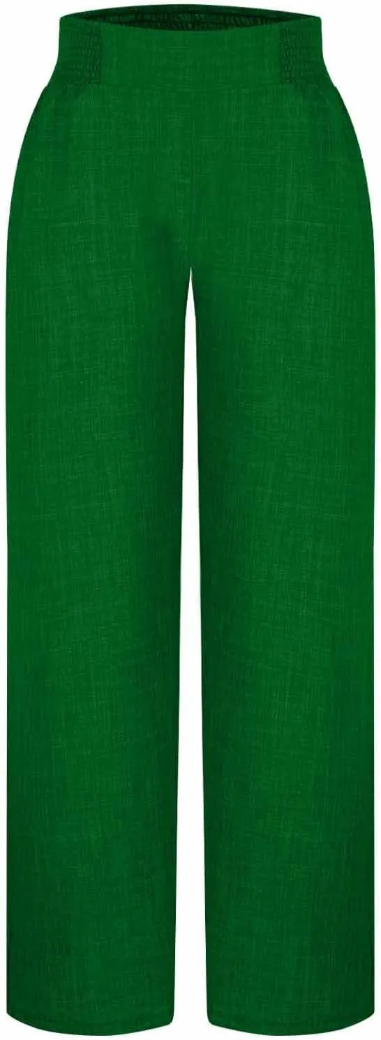 Linen Pants Women Loose Fit Summer High Waist Lounge Pants Plus Size Comfy Flowy Palazzo Trousers with Pockets 2025
