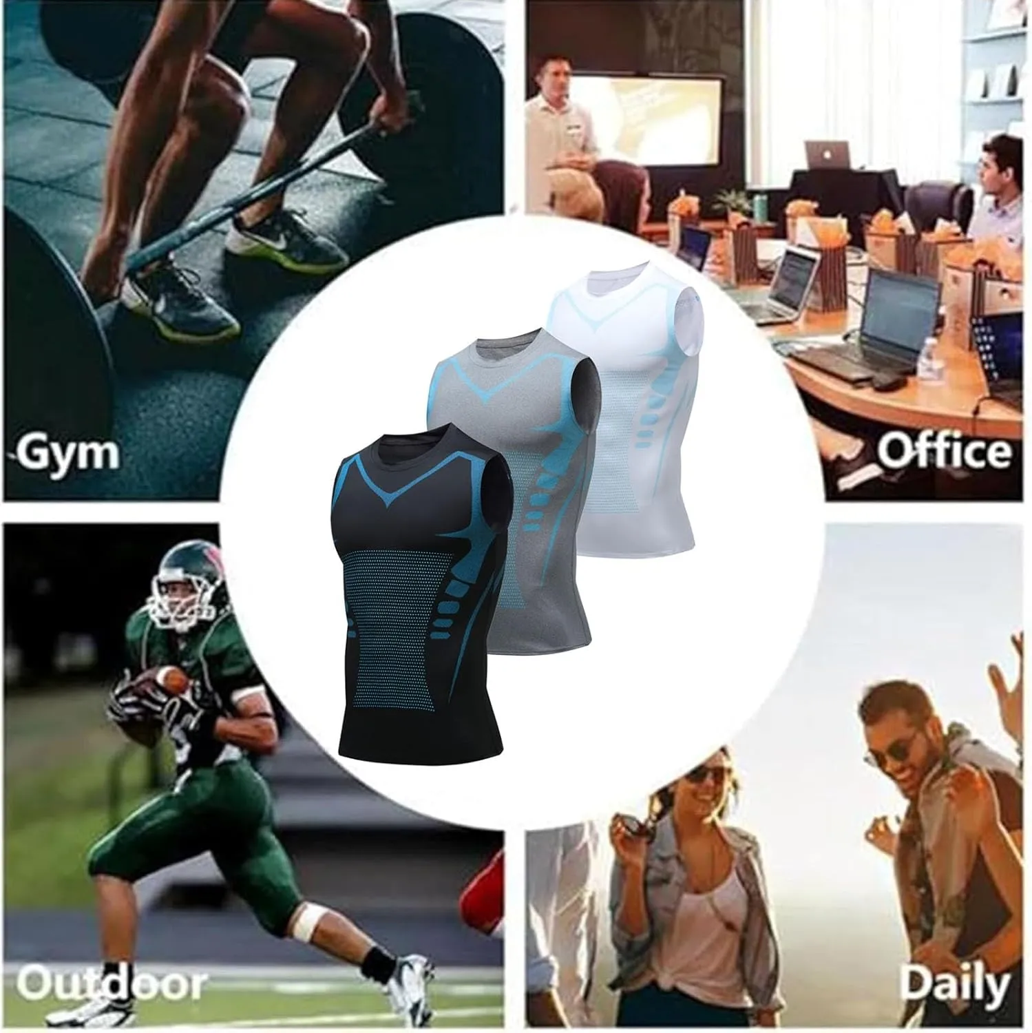 liyun Men's Sleeveless Compression Shirt Vest for Men Shirt Sleeveless Running Quick Dry for Body Building, S-5XL