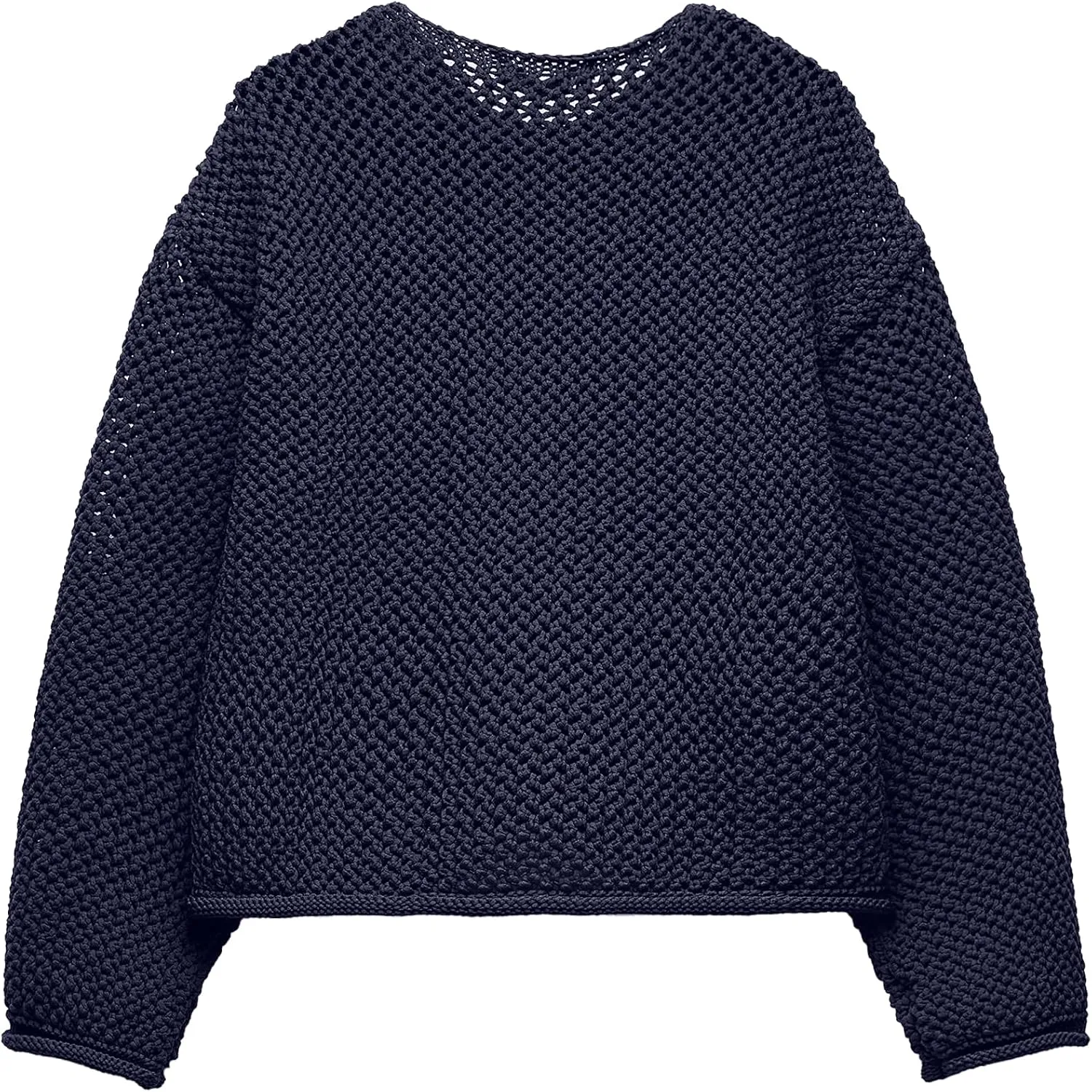 Locachy Women's Crochet Chunky Knit Sweater Cardigan Trendy Crewneck Gold Button Down Sweater