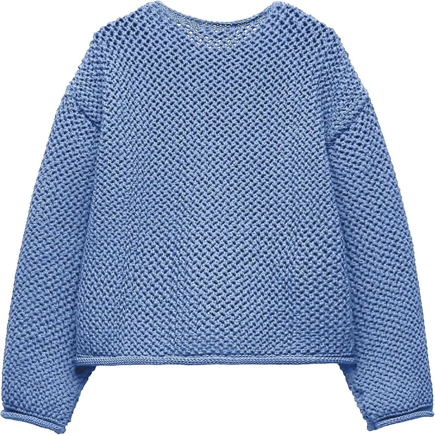 Locachy Women's Crochet Chunky Knit Sweater Cardigan Trendy Crewneck Gold Button Down Sweater