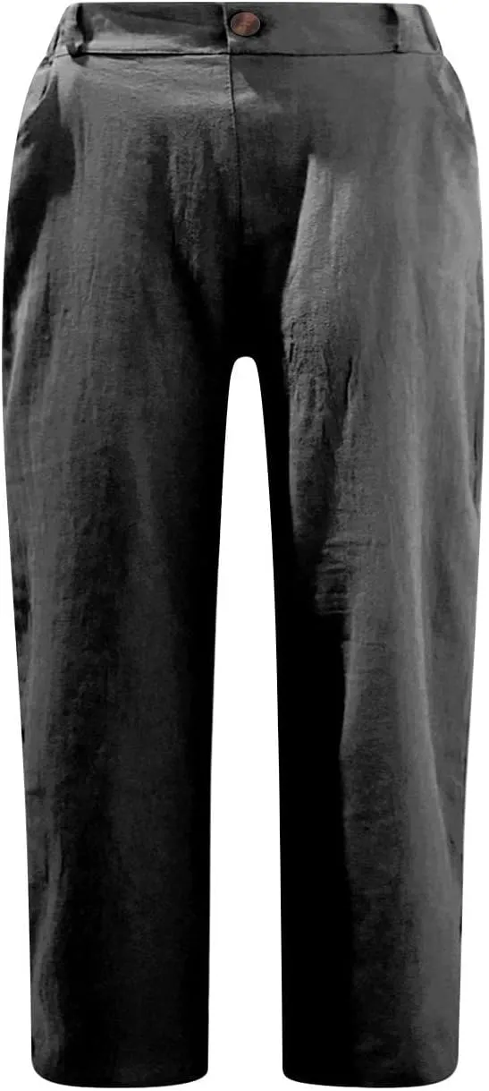 LRMQS Womens Capri Pants Summer Trendy Casual Elastic Waist Cropped Trouser Fashion Resort Wear Beach Vacation Capris Clothes