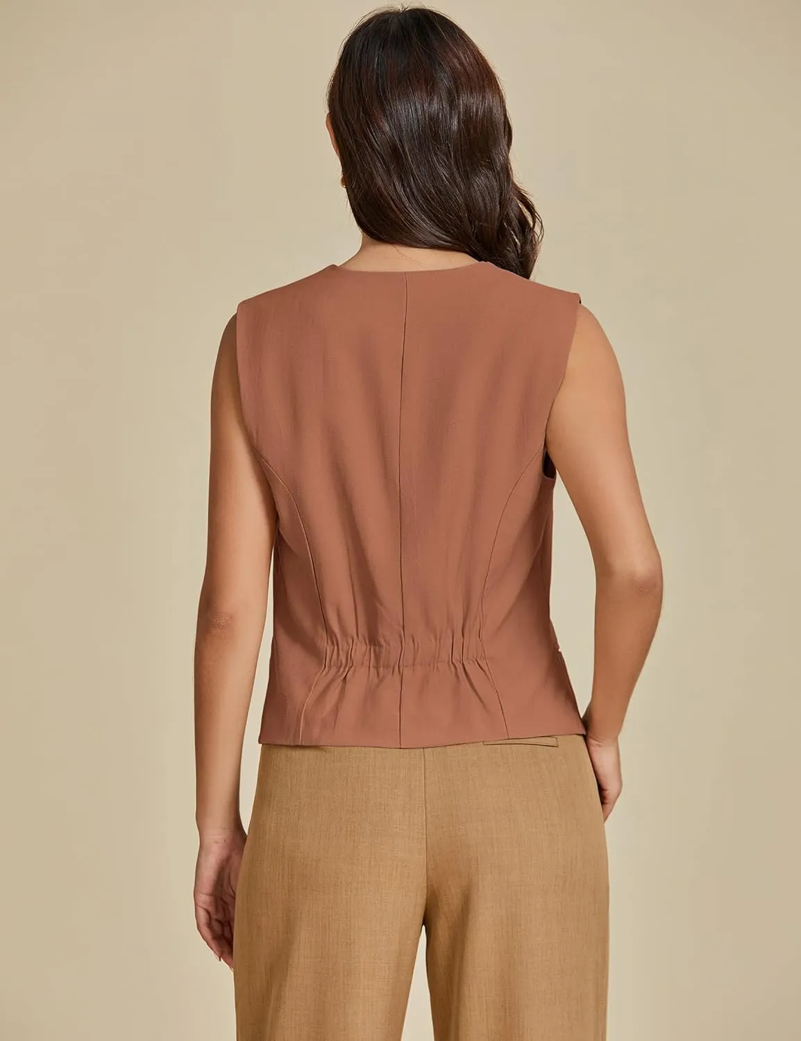 luvamia Womens Vests Linen Fashion Dressy Casual Lightweight Button Down Sleeveless Blazer Lined Work Waistcoat Vest Top
