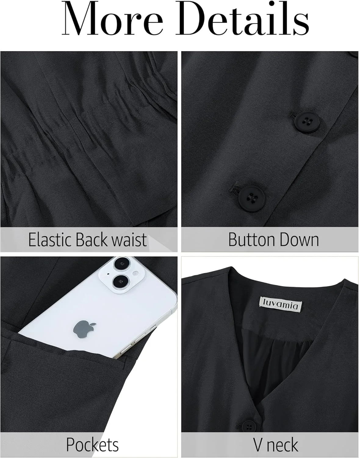 luvamia Womens Vests Linen Fashion Dressy Casual Lightweight Button Down Sleeveless Blazer Lined Work Waistcoat Vest Top