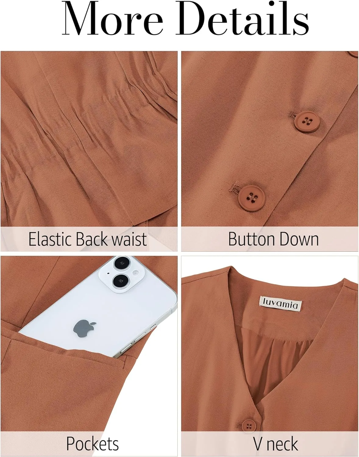 luvamia Womens Vests Linen Fashion Dressy Casual Lightweight Button Down Sleeveless Blazer Lined Work Waistcoat Vest Top