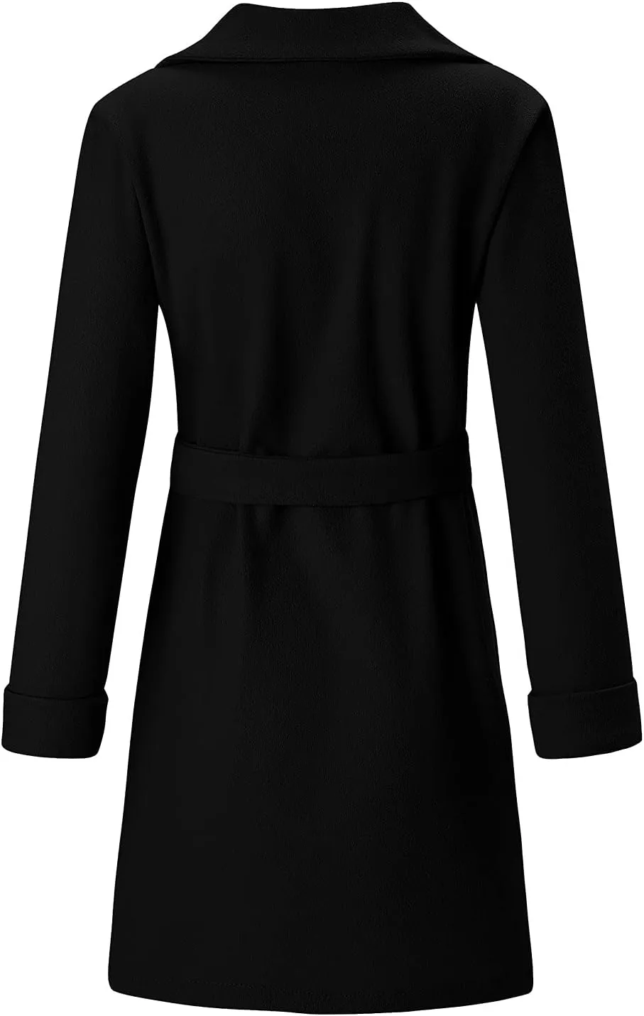 maisdgop Trench Coat for Women Winter Lapel Woolen Cloth Peacoats Open Front Windbreaker Long Sleeve Overcoat with Pockets