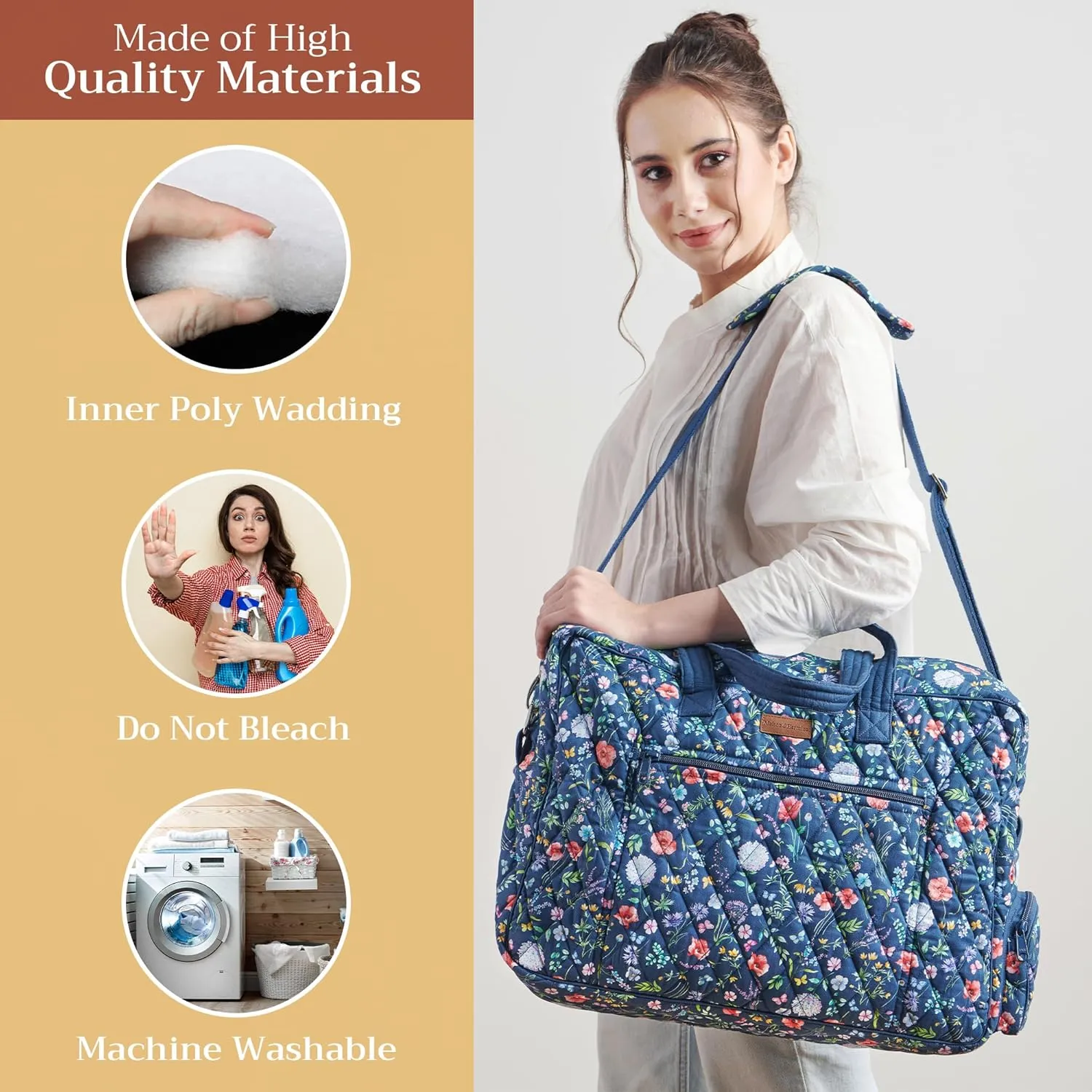 Maison d' Hermine Weekender Bags for Women Cotton Quilted Duffel Overnight Luggage Weekend Bag for Men Gym Sports Gifts Travel Business Travellers Family Trip