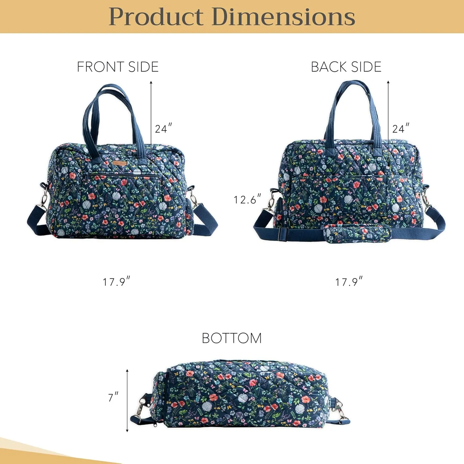 Maison d' Hermine Weekender Bags for Women Cotton Quilted Duffel Overnight Luggage Weekend Bag for Men Gym Sports Gifts Travel Business Travellers Family Trip