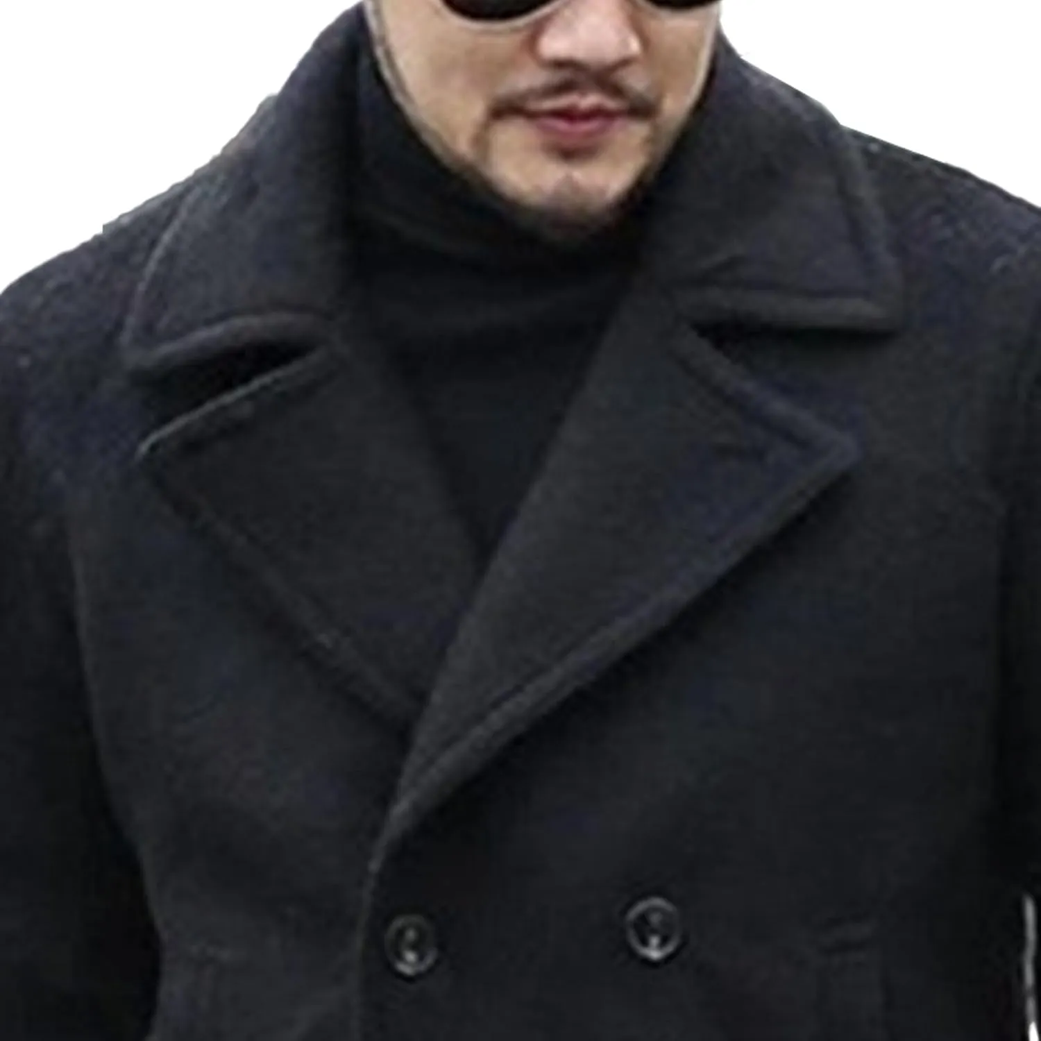 Maiyifu-GJ Long Wool Blend Overcoat for Men Notched Collar Double Breasted Coat Classic Warm Winter Slim Fit Trench Coats