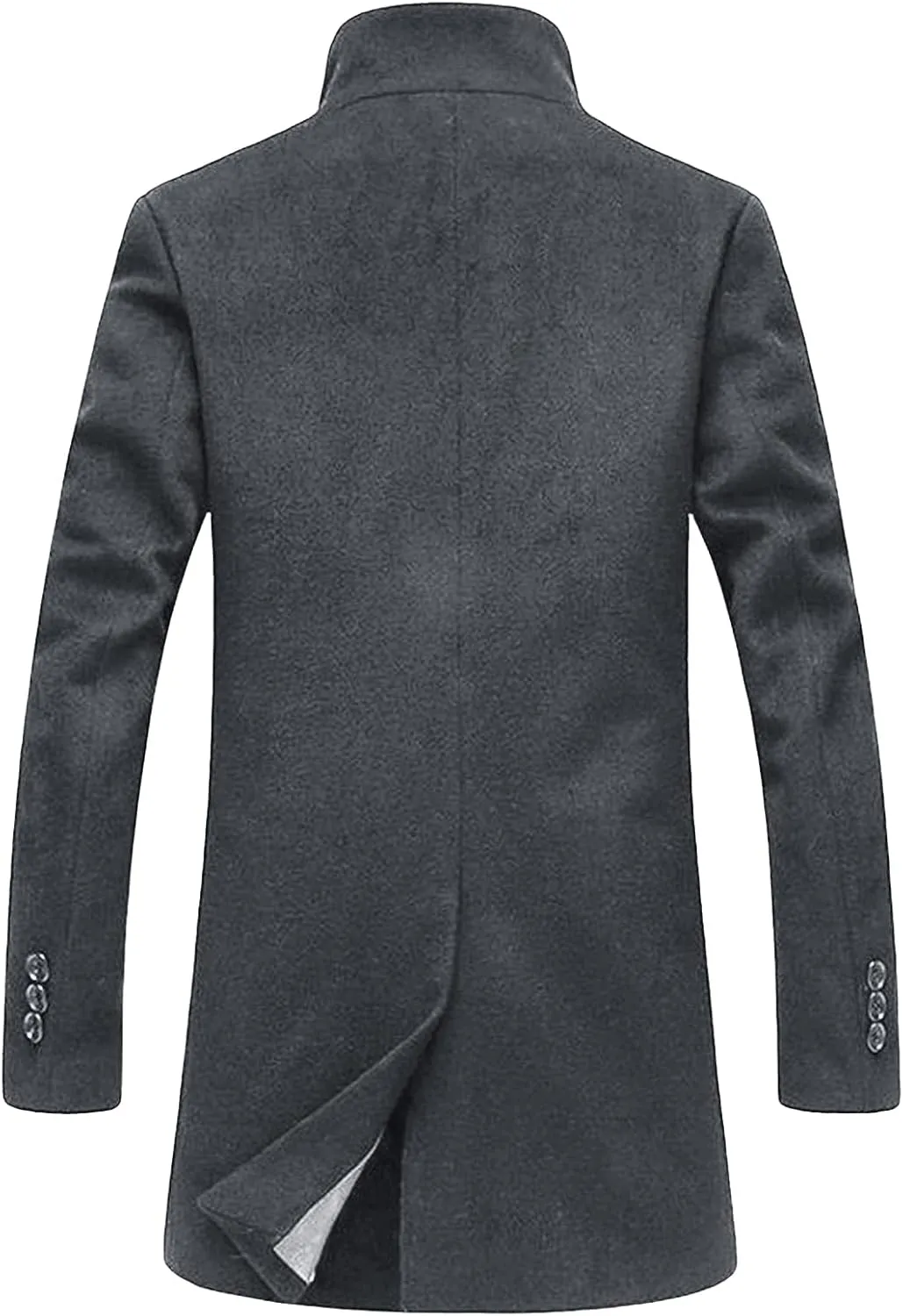 Maiyifu-GJ Mens Casual Mid-Length Trench Coat Single Breasted Slim Business Pea Coats Winter Long Wool Blend Overcoat Jacket