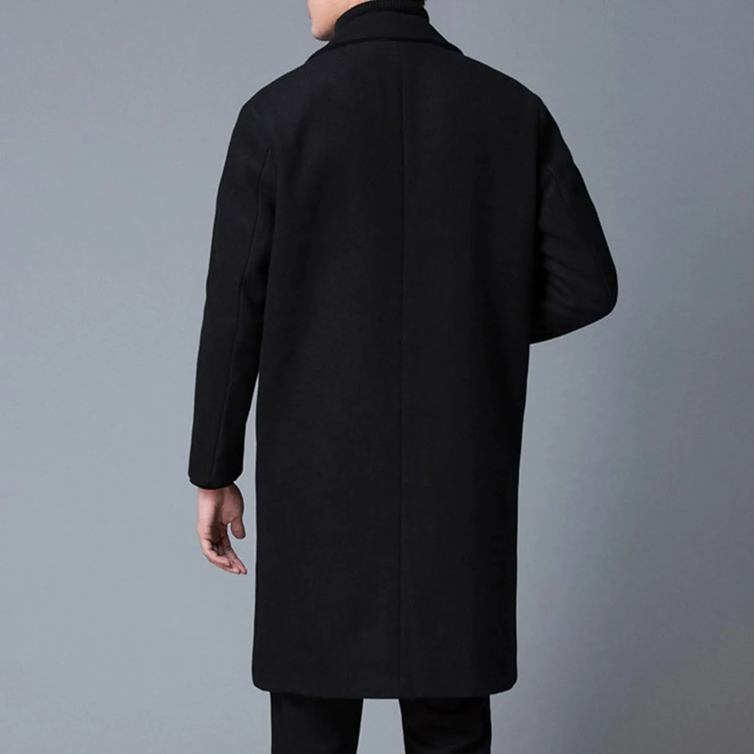Maiyifu-GJ Men's Winter Wool Blend Coat Single Breasted Slim Mid-Length Trench Overcoat Quilted Lined Coats Business Suit