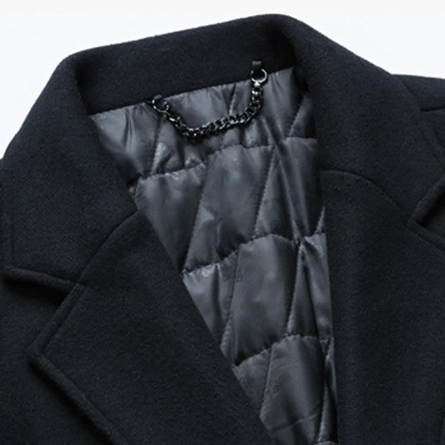 Maiyifu-GJ Men's Winter Wool Blend Coat Single Breasted Slim Mid-Length Trench Overcoat Quilted Lined Coats Business Suit