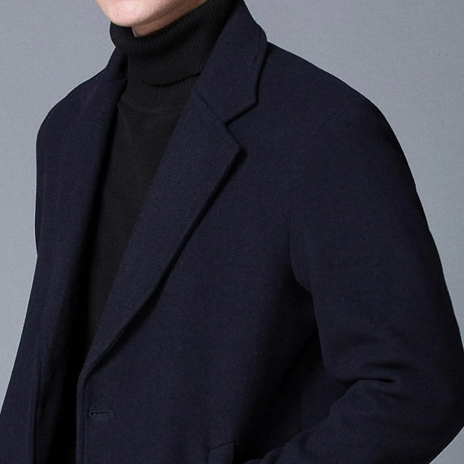 Maiyifu-GJ Men's Winter Wool Blend Coat Single Breasted Slim Mid-Length Trench Overcoat Quilted Lined Coats Business Suit