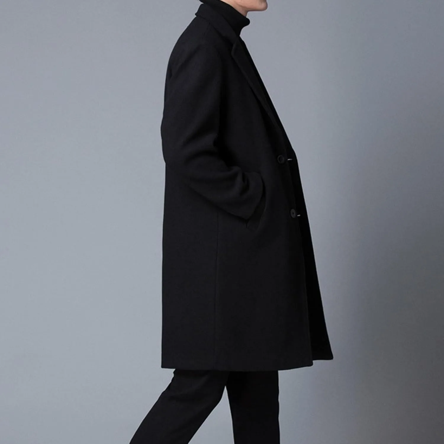 Maiyifu-GJ Men's Winter Wool Blend Coat Single Breasted Slim Mid-Length Trench Overcoat Quilted Lined Coats Business Suit