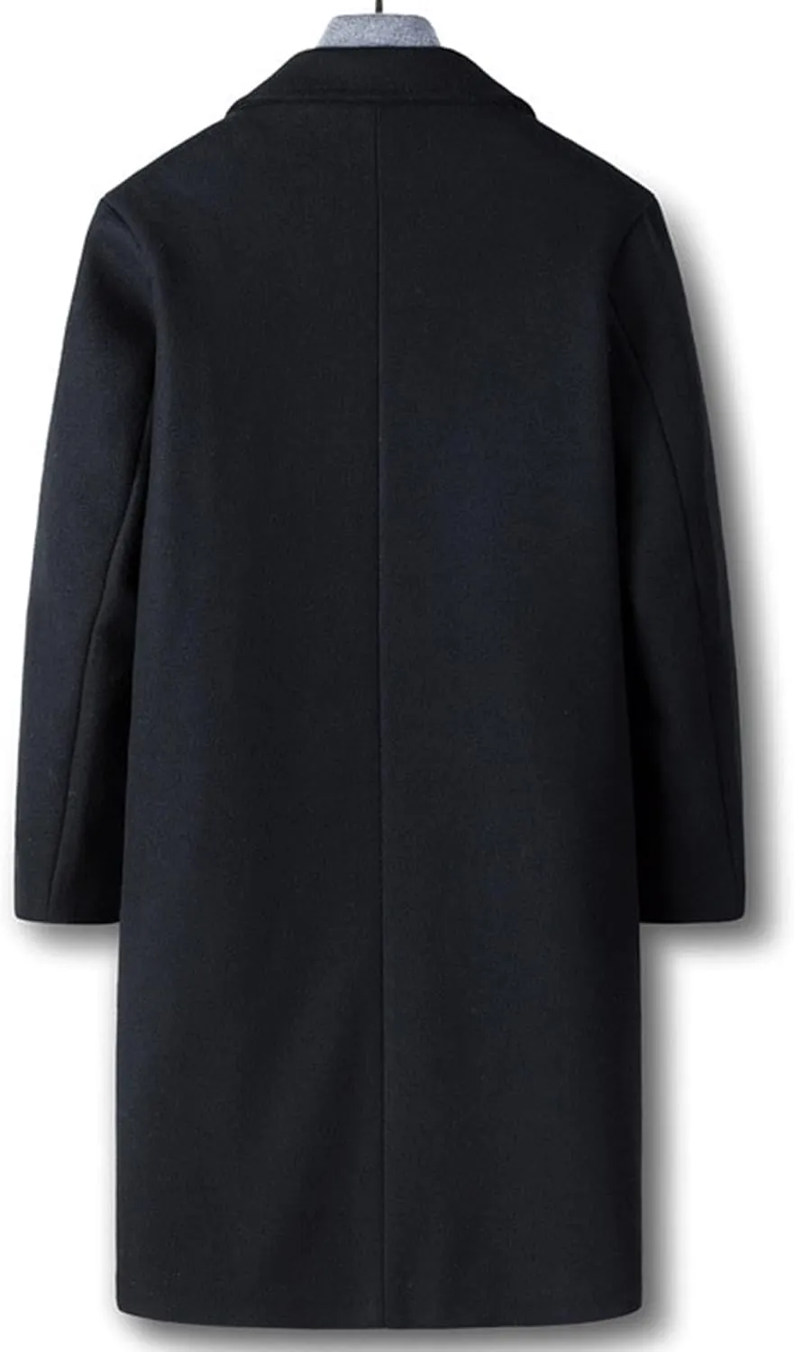 Maiyifu-GJ Men's Winter Wool Blend Coat Single Breasted Slim Mid-Length Trench Overcoat Quilted Lined Coats Business Suit