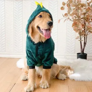 Medium to Large Dog Clothing Winter Hoodie Jacket Fun Dinosaur Tiger Wool Large Dog Coat Clothing Jumpsuit Warm Pet Supplies