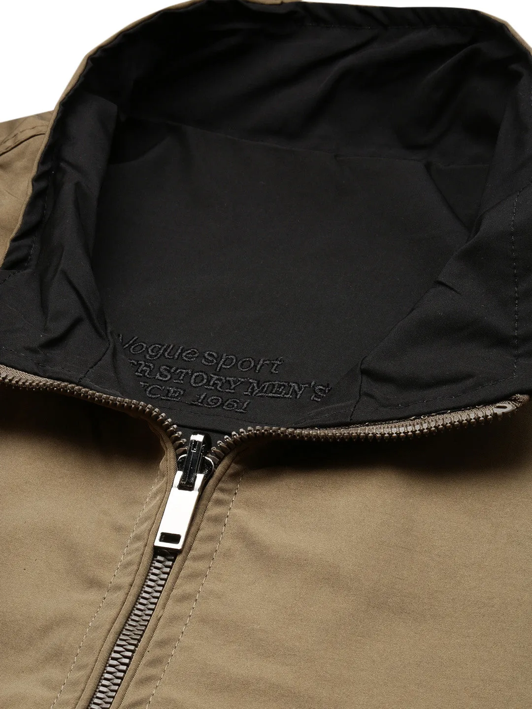Men Mock Collar Olive Solid Casual Reversible Bomber Jacket