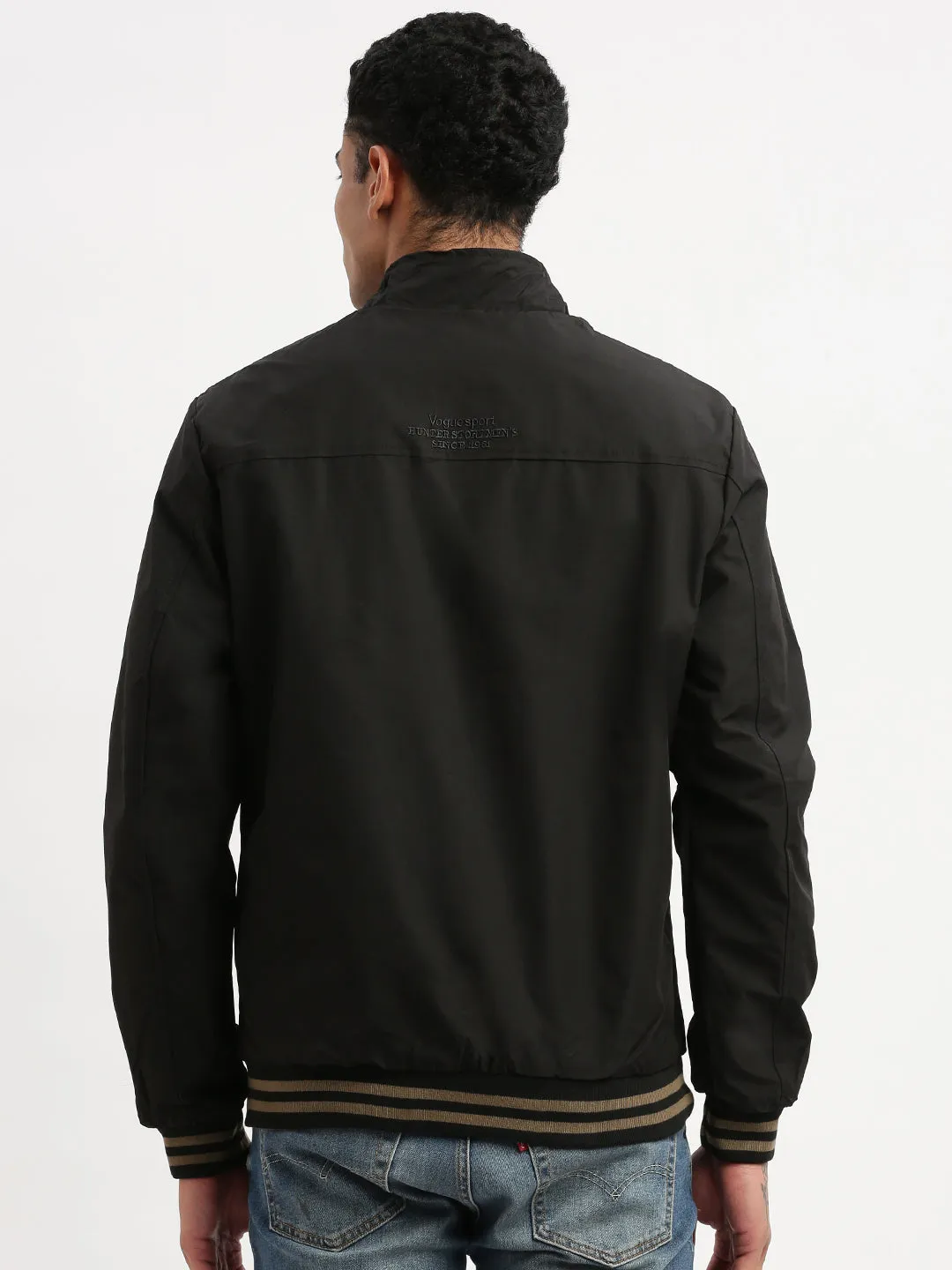 Men Mock Collar Olive Solid Casual Reversible Bomber Jacket