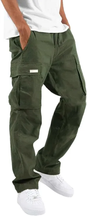 Men Pants Casual Fashion Jogger Active Wear Sweatpants Straight Leg Cargo Combat Pant