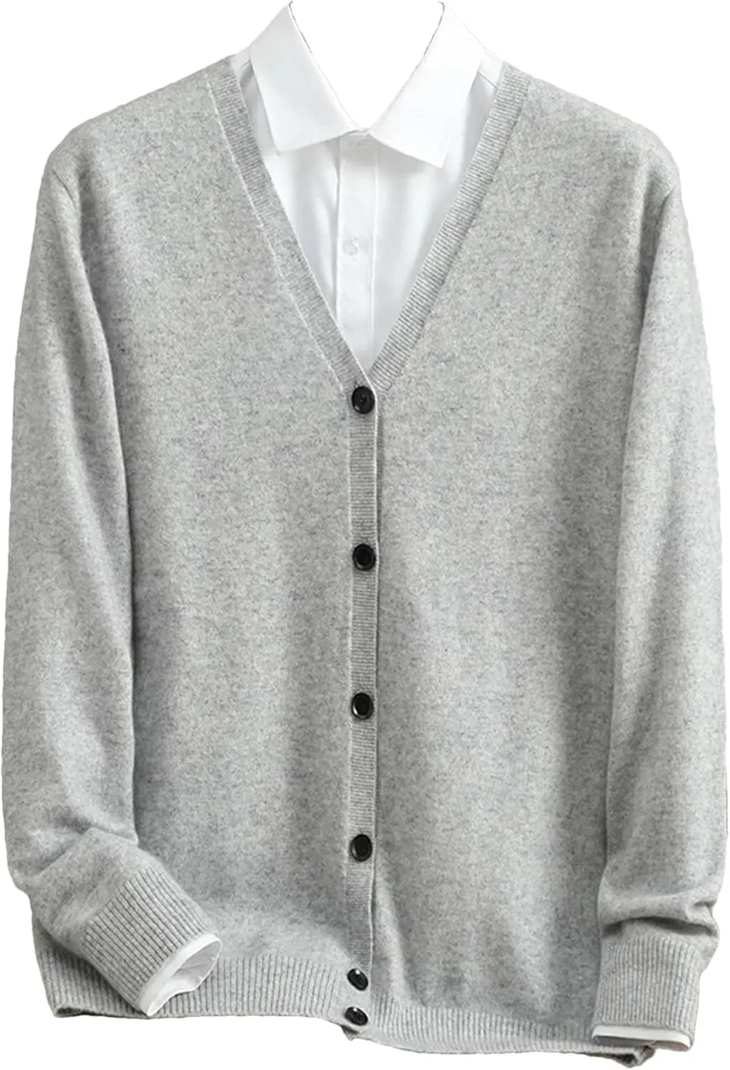 Men V-Neck Cashmere Cardigan Winter Cable Button Up Knitwear Casual Knitted Sweater